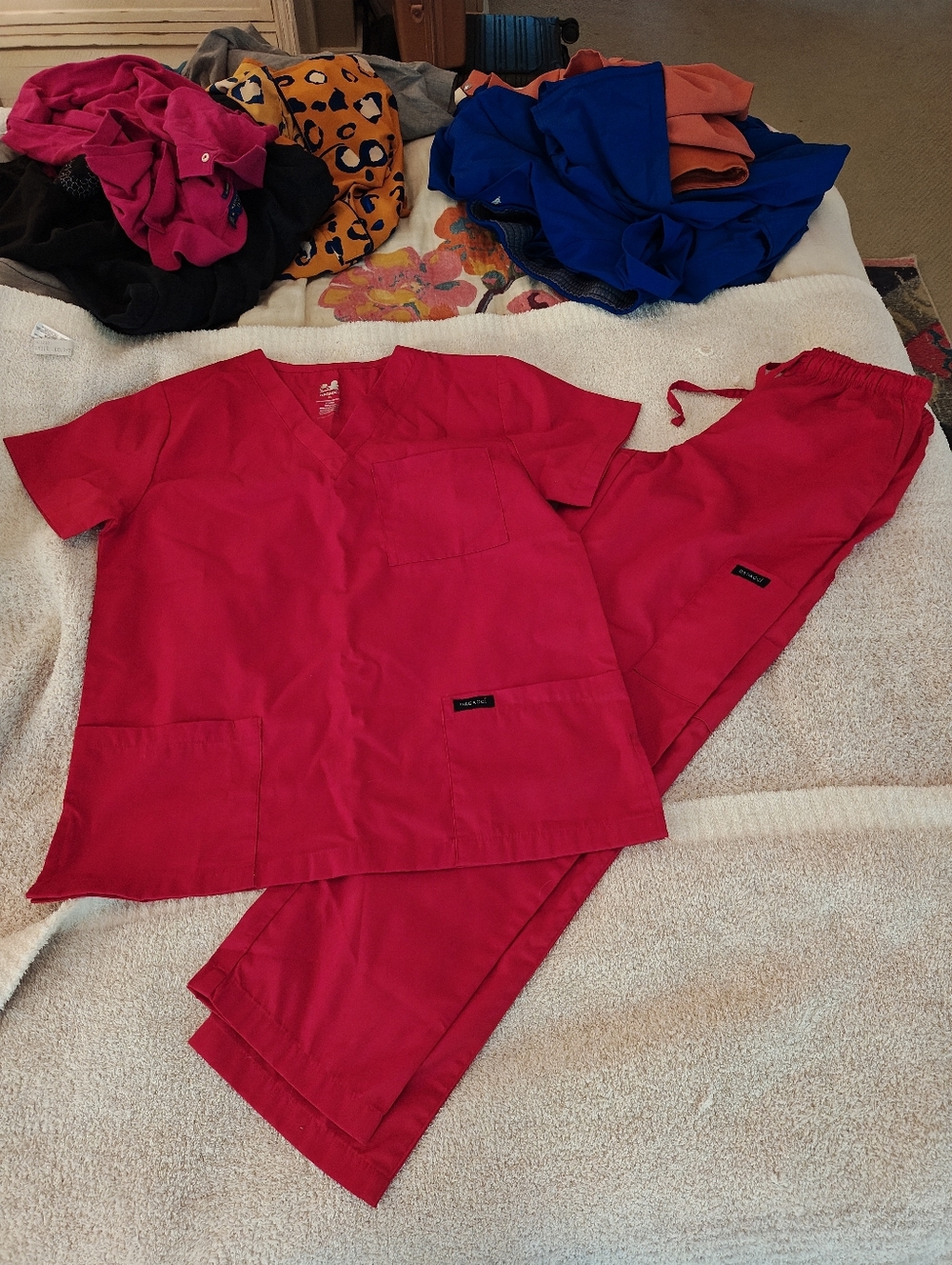 Daggacci Bright Red Scrub Set Size XS